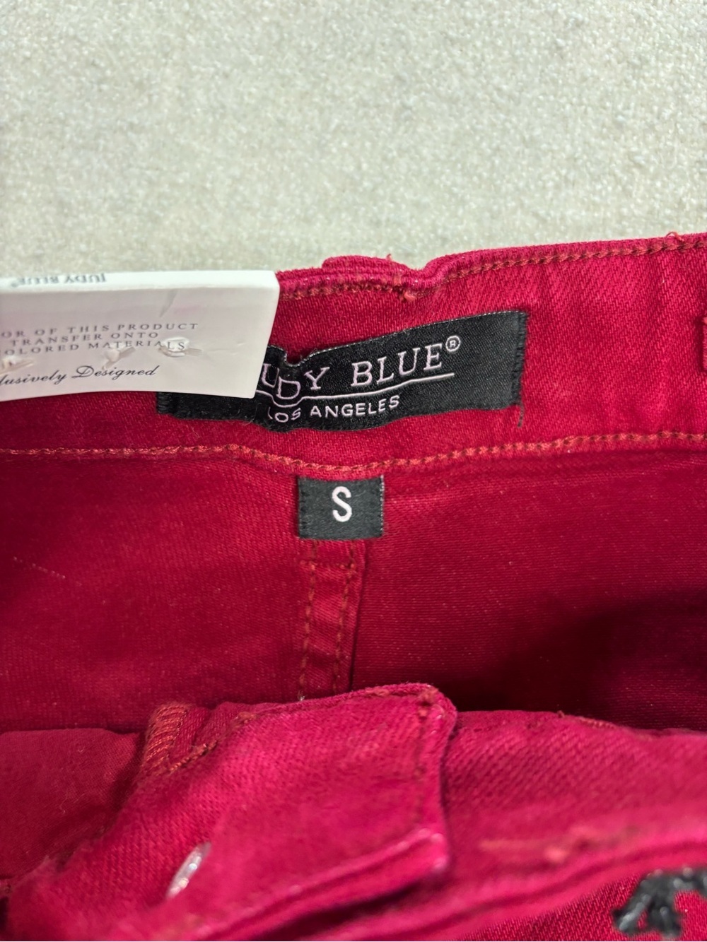 Judy Blue High Waist Heart Pocket Shorts Red Garment Dyed Womens Small NWT - Picture 6 of 7